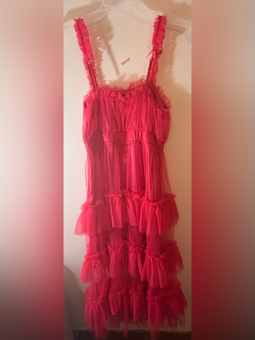 Red Ruffled Tiered Sundress - Picture 3 of 3